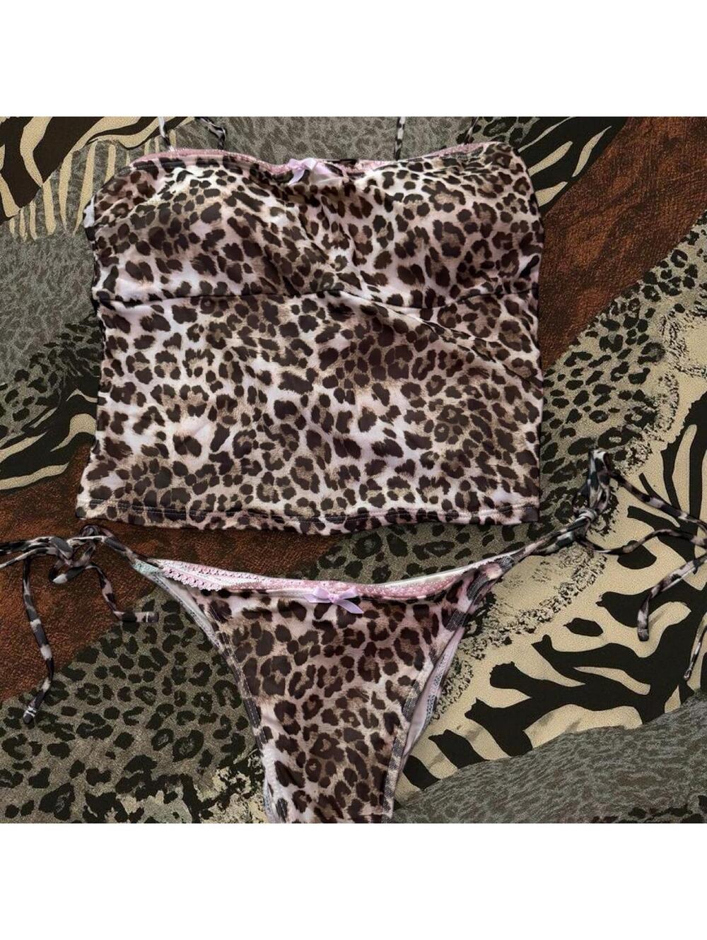 Women's Multi and Brown Bikinis-and-tankini-set